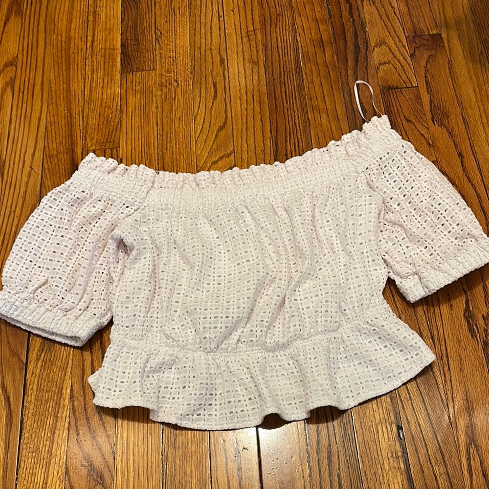Express White Crochet Detail Top